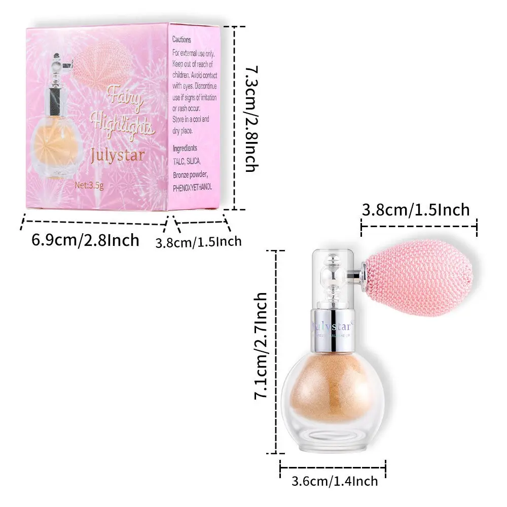 Fairy Shine Body Glitter Spray Highlighter Powder Diamond High Gloss Air Bag Powder Shiny High Light Shimmer Face Body Makeup