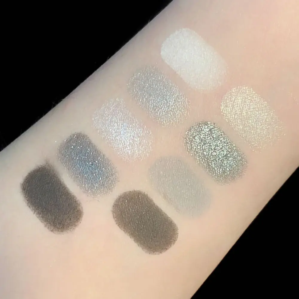 9 Colors Cool Toned Eyeshadow Palette Black Smokey Palette Matte Glitter Eyeshadow Palette Smoky Eye Shadow Eye Pigments Palett
