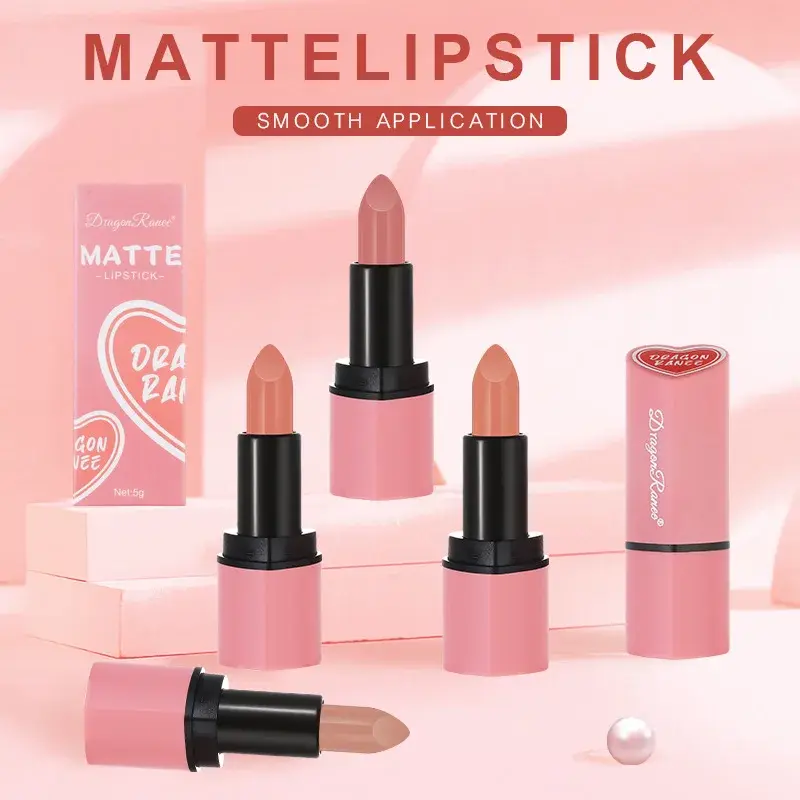 Heart-shaped Velvet Smooth Lipstick Long Lasting & Waterproof Matte Non-Stick Cup Nude Color Lip Balm Makeup Lip Cosmetics