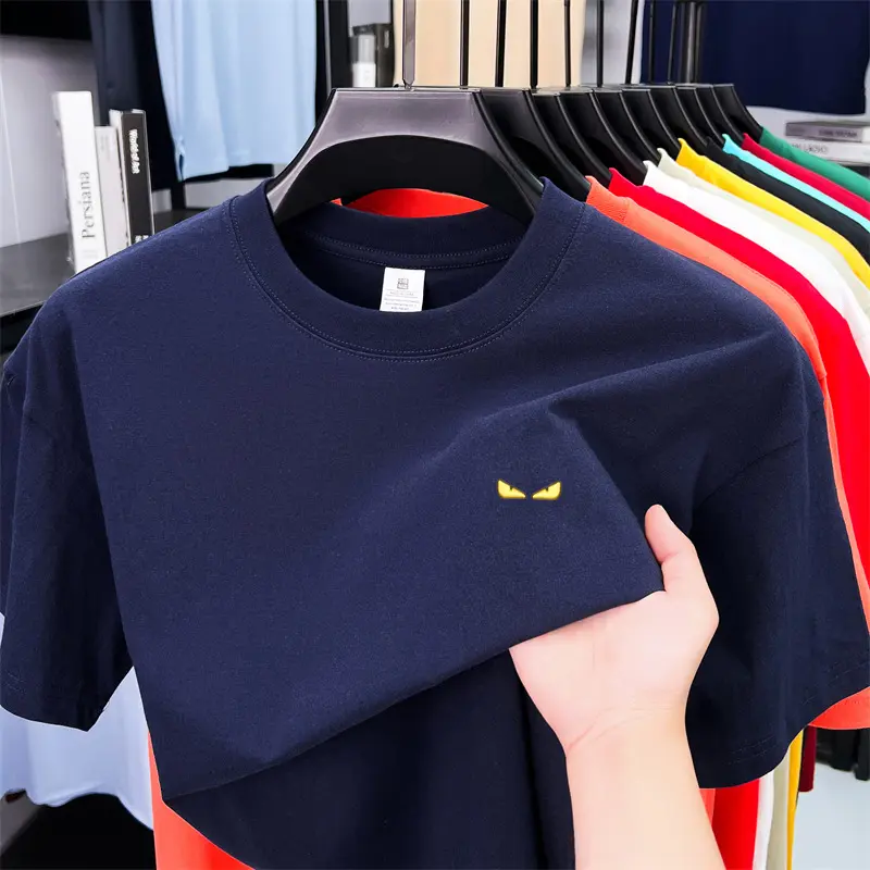 Summer 100% cotton short sleeve T-shirt high-end trendy brand unique printing lightweight comfortable new casual round neck top