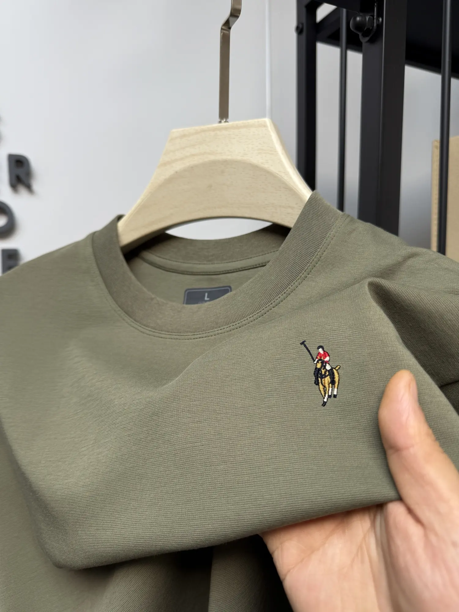 High end brand embroidered short sleeve T-shirt men summer ice silk breathable cotton fashion loose casual round neck Paul top