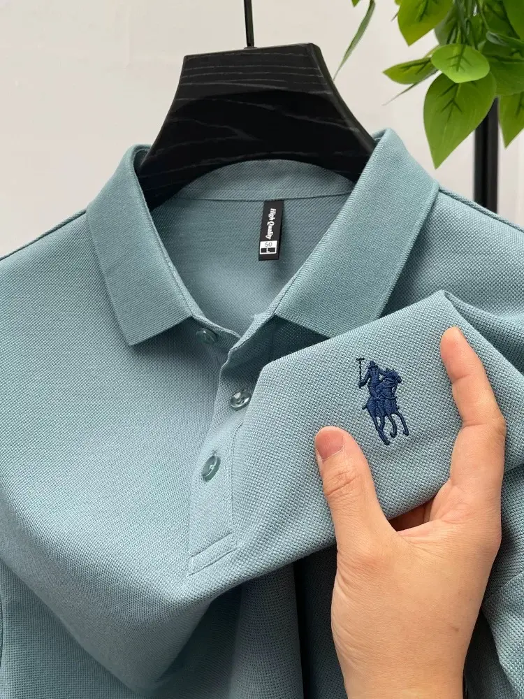 100% cotton men's polo shirt high-end brand pony embroidery fashion breathable short sleeve summer casual business Paul T-shirt