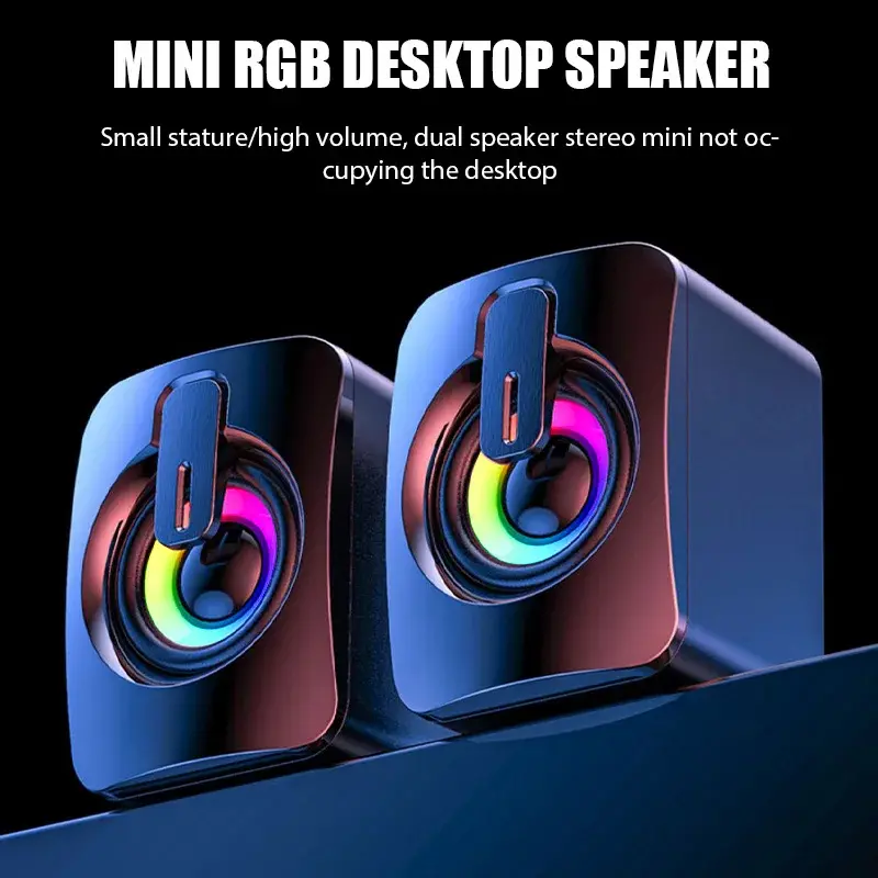 Computer Speakers PC Sound Box HIFI Stereo Microphone USB Wired Caixa De Som with RGB LED Light For Desktop Computer PC Laptops