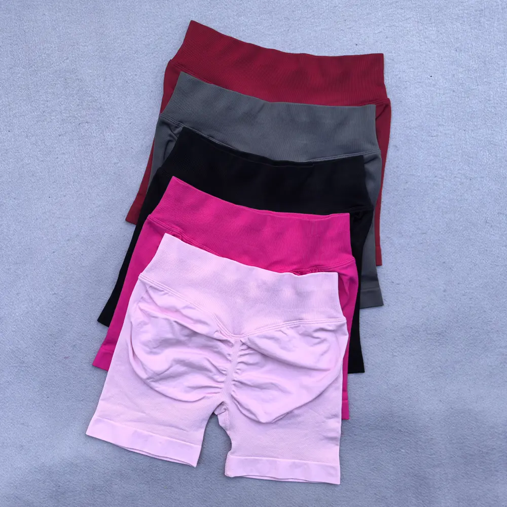 4.5" Seamless Shorts Ribbed Yoga Shorts Women Flex Scrunch Bum Gym Shorts Booty Running Short Butt Lifting Workout Pants