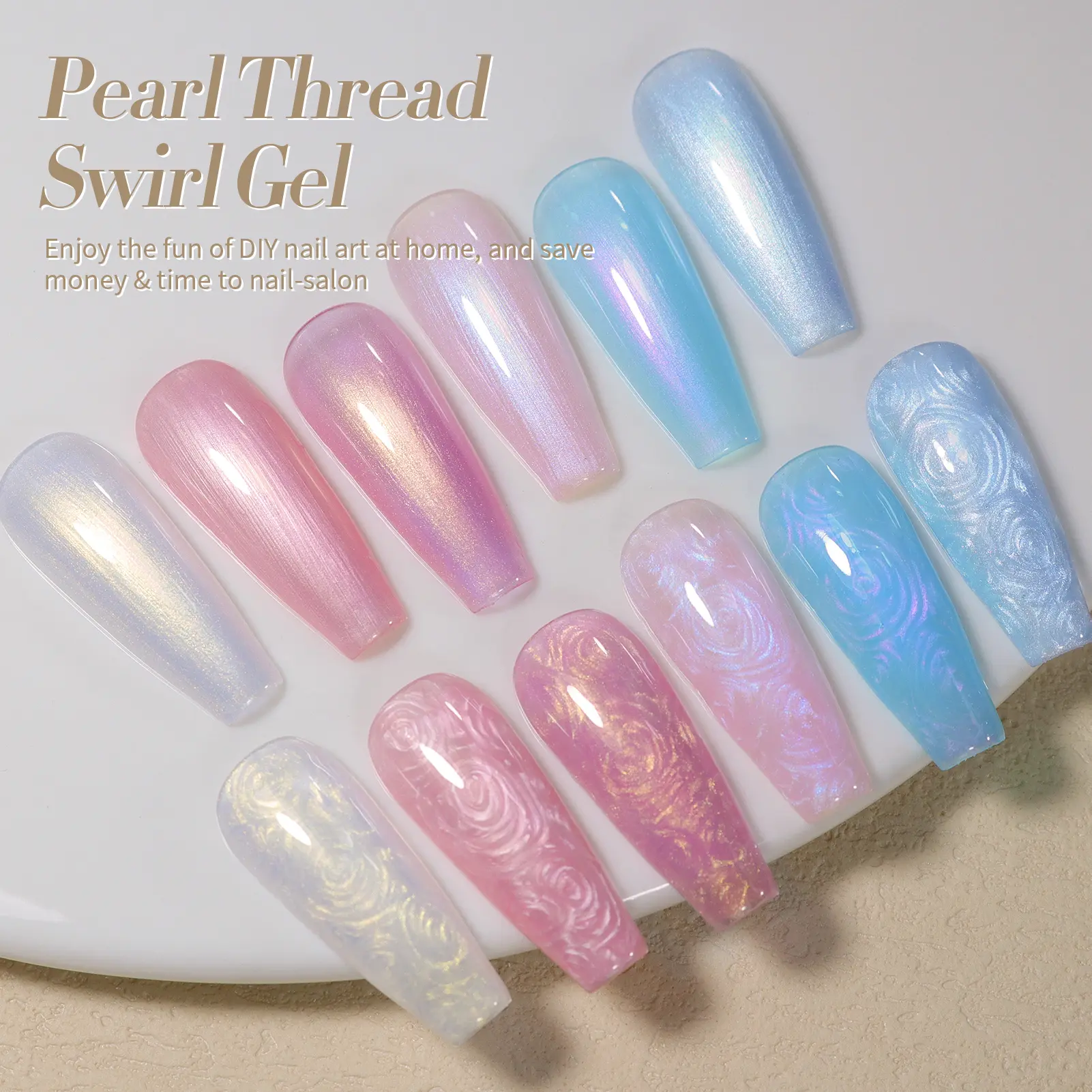 BORN PRETTY 6 Bottles 7ml Pearl Thread Swirl Gel Nail Polish Set Auoras Shell Nebulas Semi-Permanant Varnish Soak Off Nail Art