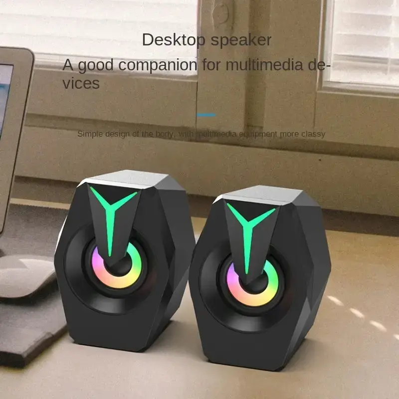 Altavoces Para Ordenador, Caja De Sonido Para PC, Micrófono Estéreo HIFI, USB, Con Cable, Con Luz LED Para Ordenador De Escrit