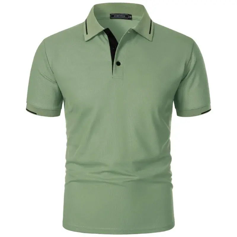 Men's Short Sleeve Polo Shirt Summe Button Classic Fit Casual T-Shirts Oversize Pullover Shirts Man Solid Color Lightweight Tops