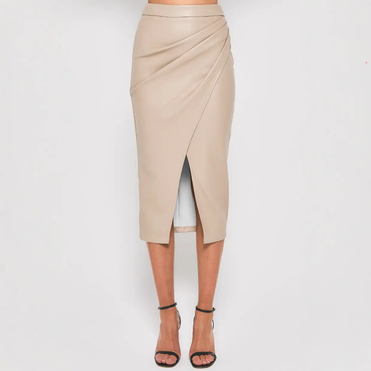Skirts Women split autumn winter high waist zipper pile pleated leather sexy package hip Women's Skirts Clothing WSL6975