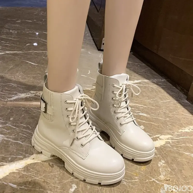 Winter New Fashion Belt Buckle Solid Color Splice Short Boots Women's Round Head  Soft Sole Shoes Warm Versatile Women's Shoes
