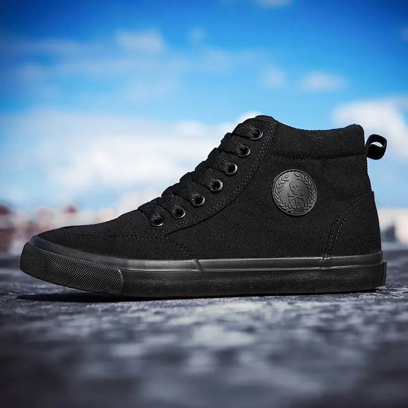 2022 Men's High Top Canvas Shoes Black White Men Casual Sneakers Fashion Lace-up Vulcanize Shoes Cool Street Sports Brand Flats