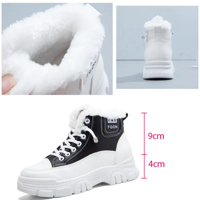 Women's Winter Shoes 2021 New Plus Velvet Thick Snow Boots Woman Thick-soled Sneaker Platform High Top Casual Short Ankle Boots
