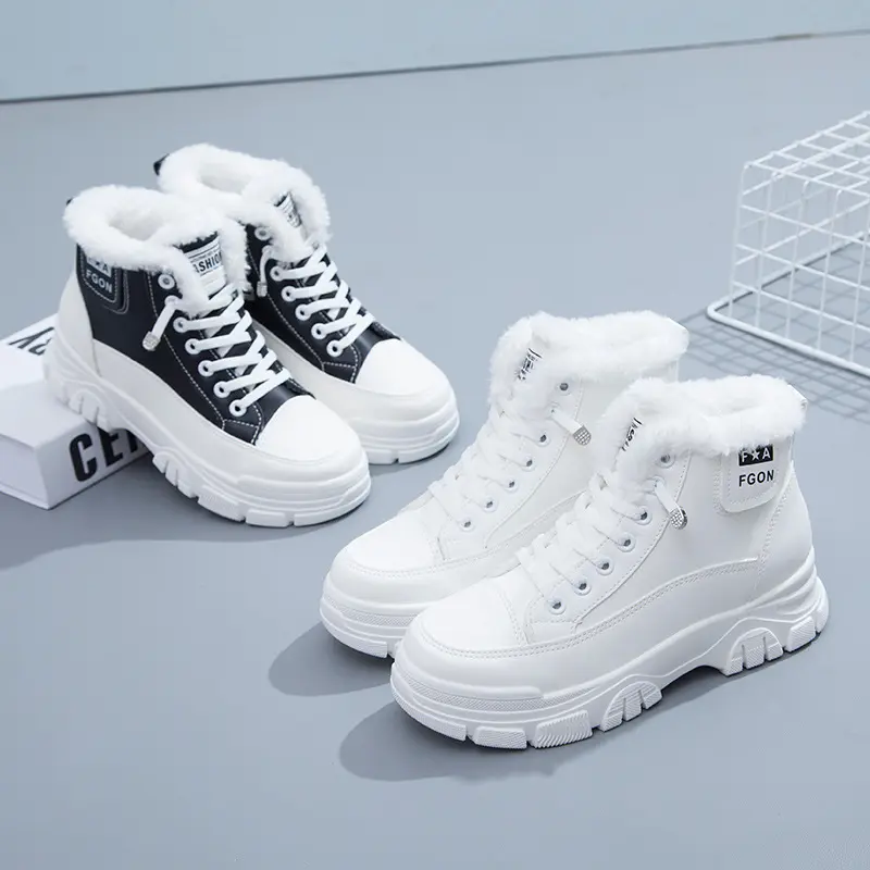 Women's Winter Shoes 2021 New Plus Velvet Thick Snow Boots Woman Thick-soled Sneaker Platform High Top Casual Short Ankle Boots