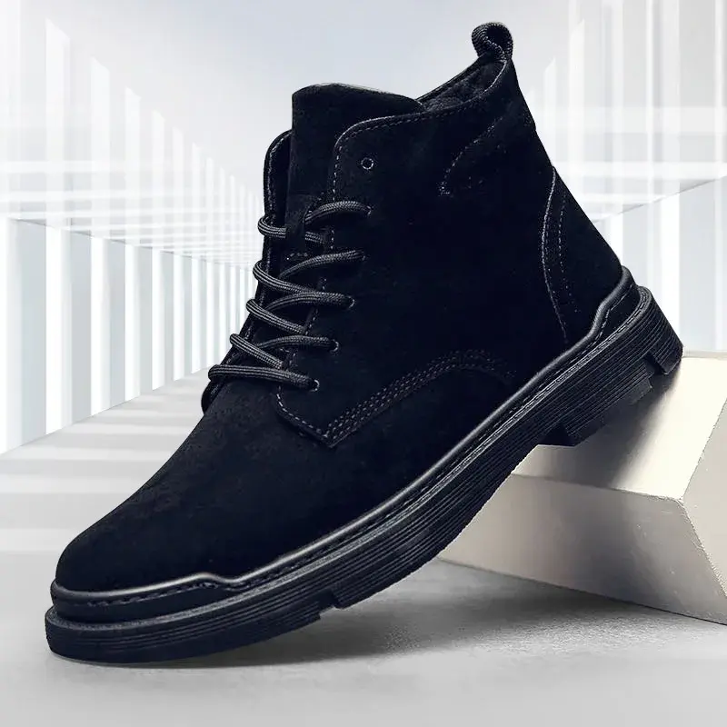 2025 Men Boots Leather Ankle Boot Mens Winter Work Shoes Men's Platform Snow Boots Male Casual Tooling Boot