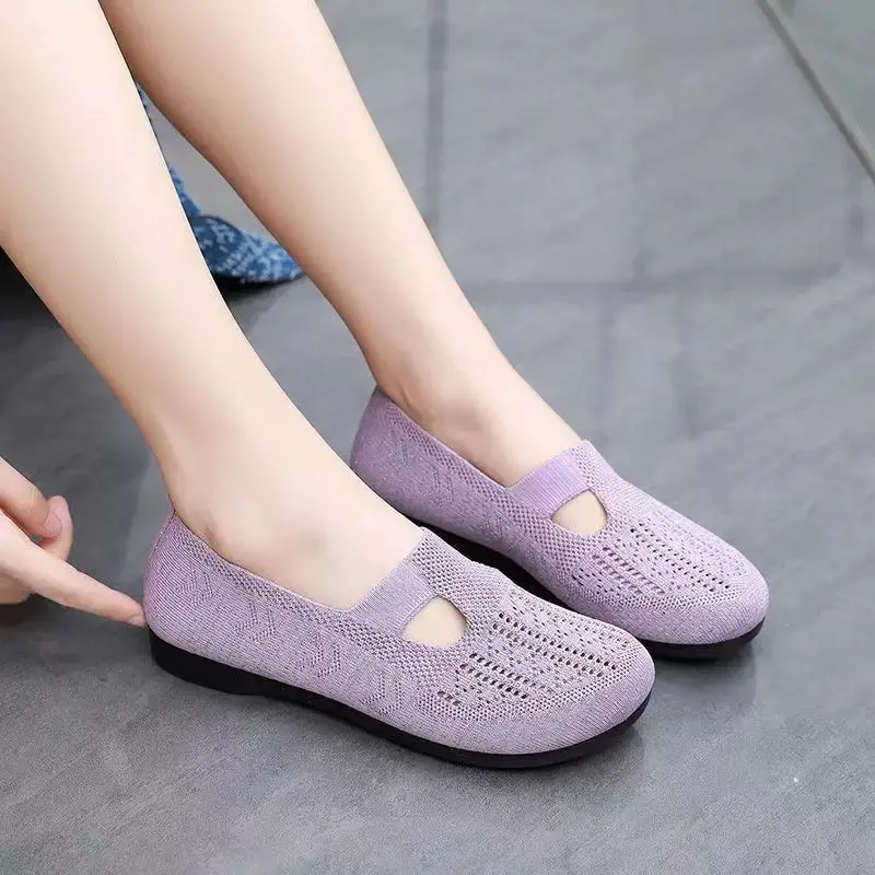 New Product Simple Color blocked Women's Breathable Simple Fashion Lazy Shoes One Step Flat Shoes 2025