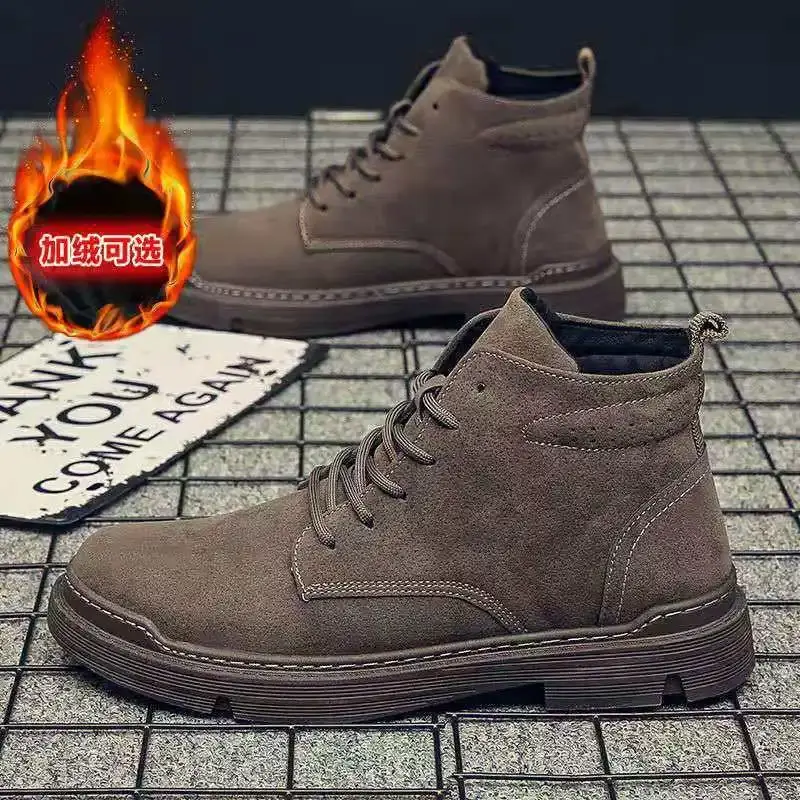2025 Men Boots Leather Ankle Boot Mens Winter Work Shoes Men's Platform Snow Boots Male Casual Tooling Boot