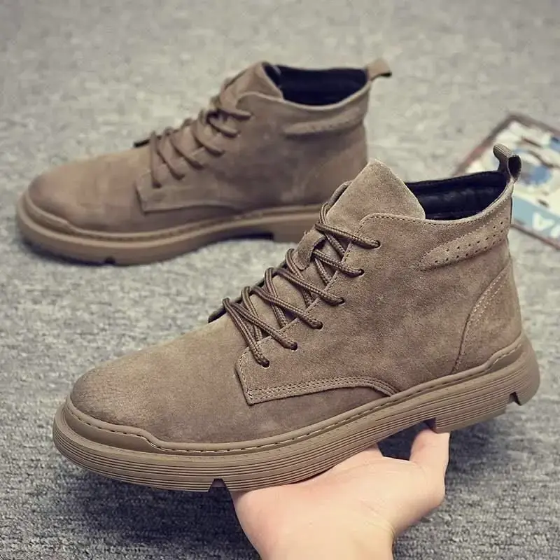 2025 Men Boots Leather Ankle Boot Mens Winter Work Shoes Men's Platform Snow Boots Male Casual Tooling Boot
