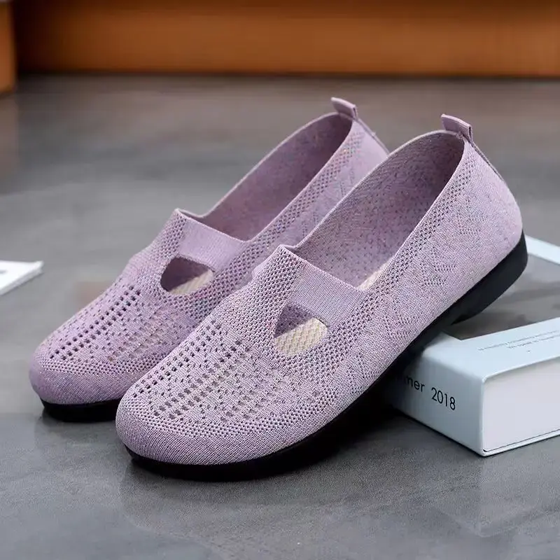 New Product Simple Color blocked Women's Breathable Simple Fashion Lazy Shoes One Step Flat Shoes 2025