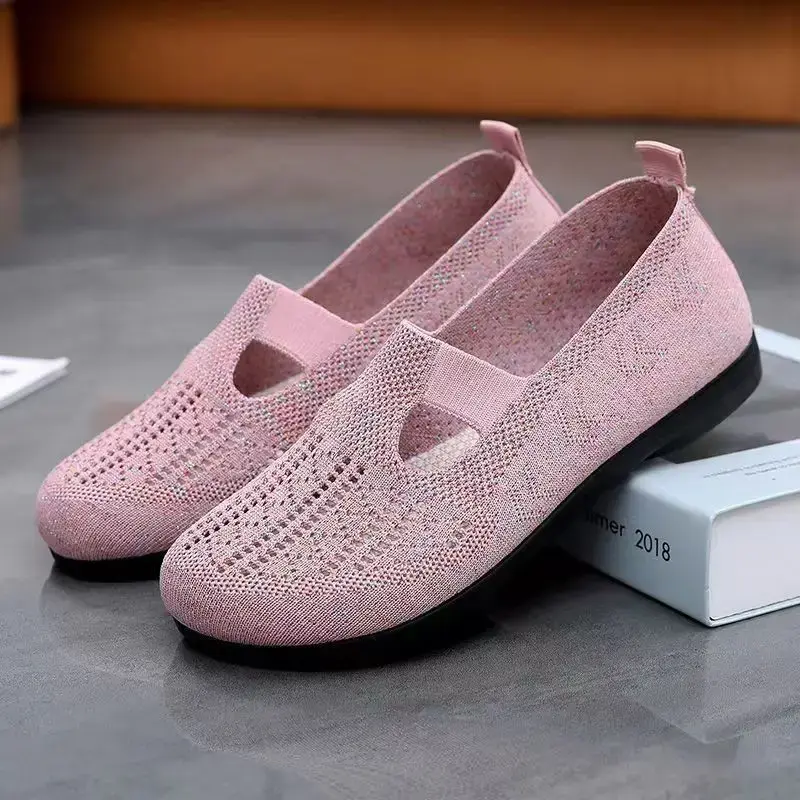 New Product Simple Color blocked Women's Breathable Simple Fashion Lazy Shoes One Step Flat Shoes 2025