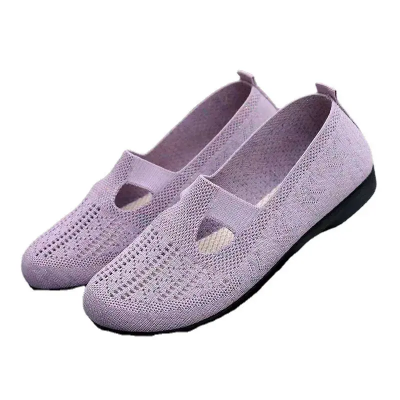 New Product Simple Color blocked Women's Breathable Simple Fashion Lazy Shoes One Step Flat Shoes 2025