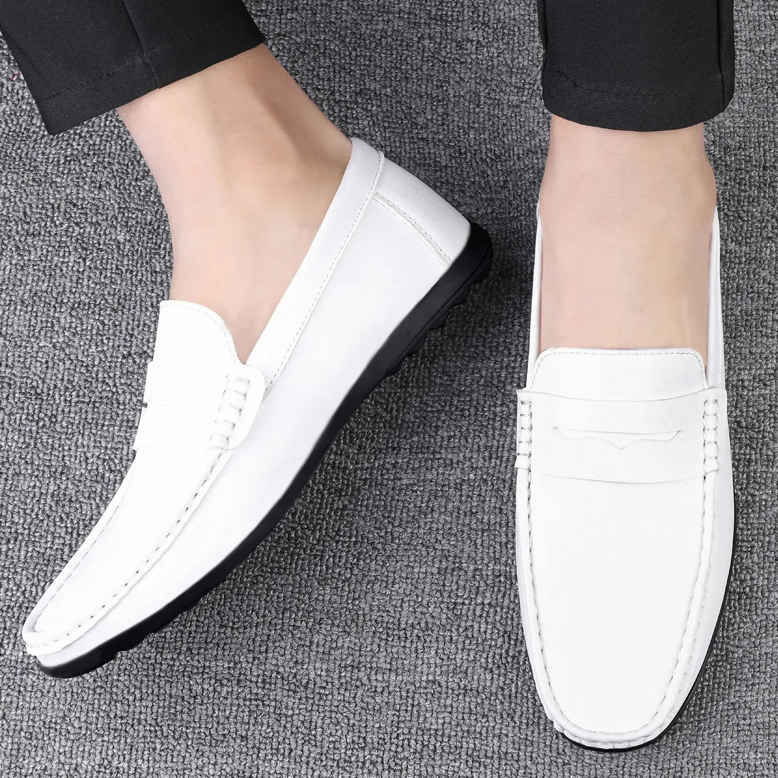 Leather men's shoes summer new driving flat casual style men's shoes trendy fashion outdoor lazy loafers men's shoes