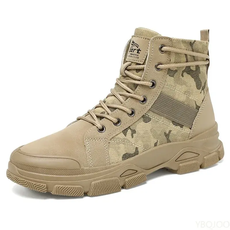 Men Outdoor Working Shoes Lace-up Ankle Boots Men's High Top Boots Platform Casual Shoes Non Slip Comfortable Hiking Boots