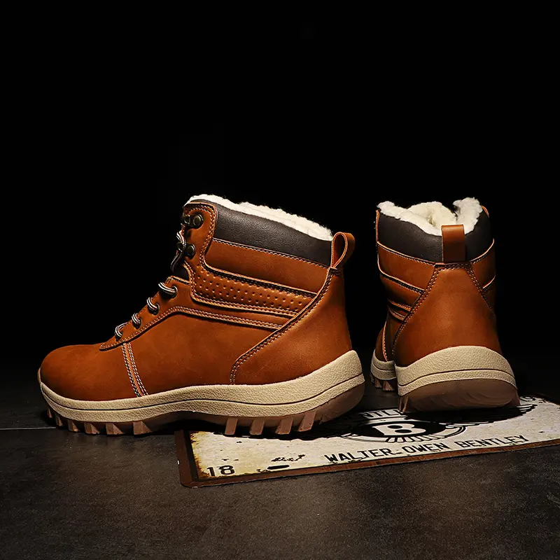 Super Warm Men Winter Boots Big Size Men Boots Fur Plush Snow Boots Waterproof Winter Shoes For Men High Top Outdoor Boots Shoes