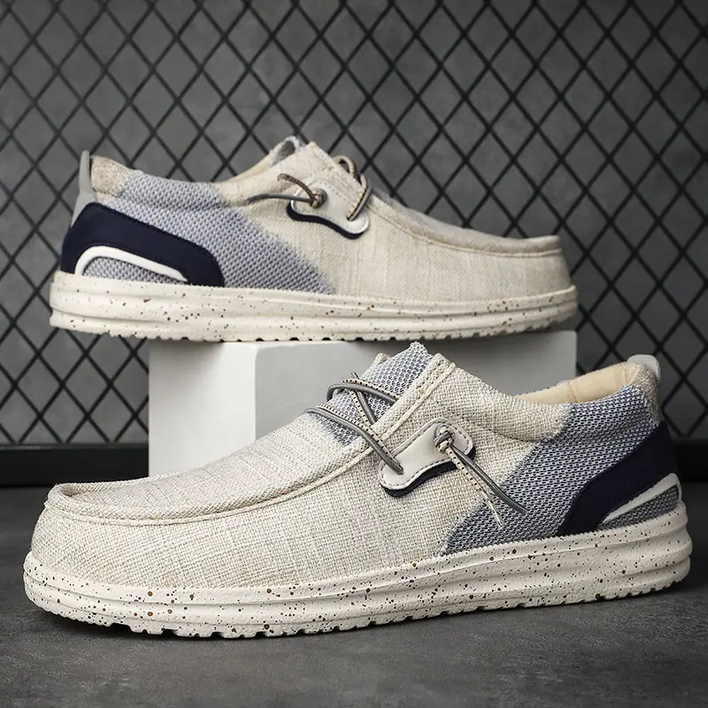 Summer Canvas Shoes Men Sneakers Plus Size Lightweight Breathable Walking Footwear New Slip-on Comfortable Casual Men's Shoes