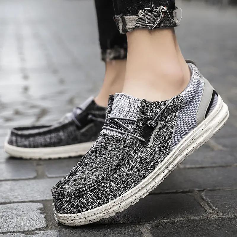 Summer Canvas Shoes Men Sneakers Plus Size Lightweight Breathable Walking Footwear New Slip-on Comfortable Casual Men's Shoes