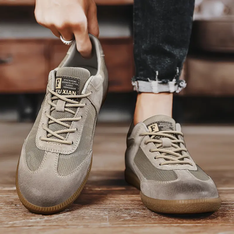 Spring Genuine Leather Men Shoes Outdoor Non-slip Walking Shoes Breathable Mesh Men's Casual Shoes Luxury Men Sneakers Size 47
