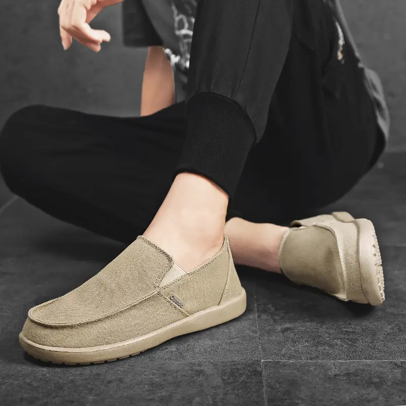 Fashion Men's Sneakers Canvas Breathable Men's Walking Driving Shoes Comfortable Outdoor Men Flats Casual Shoes Tenis Masculino