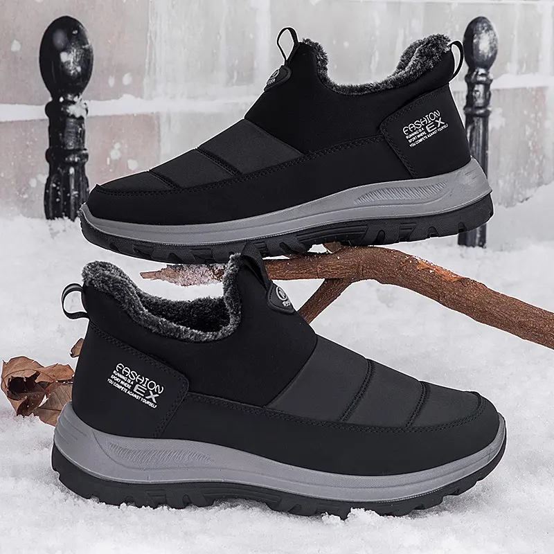 Outdoor Winter Men Boots Warm Fur Ankle Boots Winter Shoes Men Waterproof Snow Boots Couple Casual Sneakers Lightweight Boots