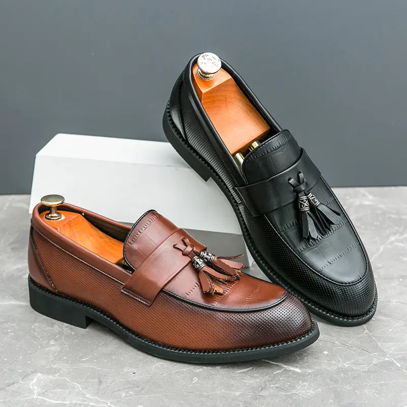 Men's Loafers Luxury Brand Leather Dress Shoes Breathable Slip-On Solid Formal Casual Shoes Handmade Designer Men Shoes Mocassin