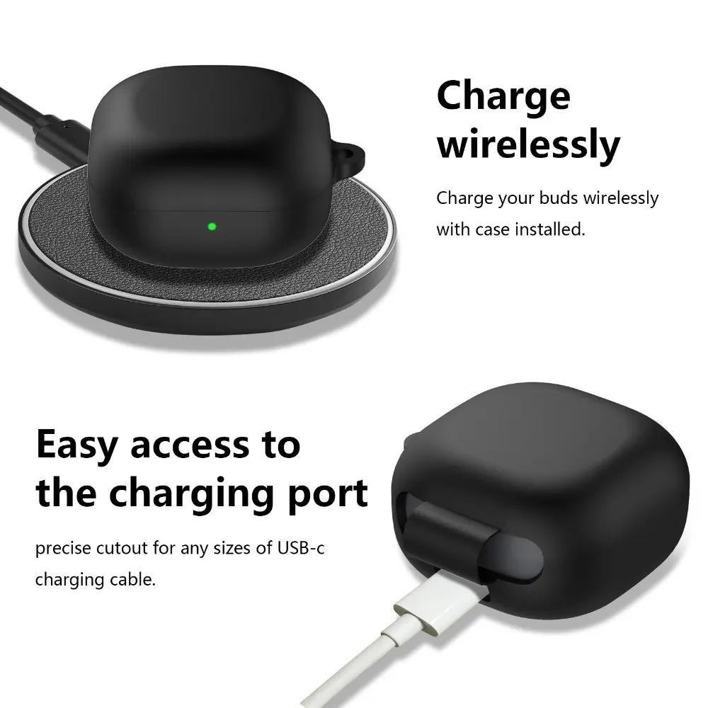Silicone Case Cover for Samsung Galaxy buds live/2/pro/2 pro/FE Protective Shockproof Protector Headphone Accessories with Hook