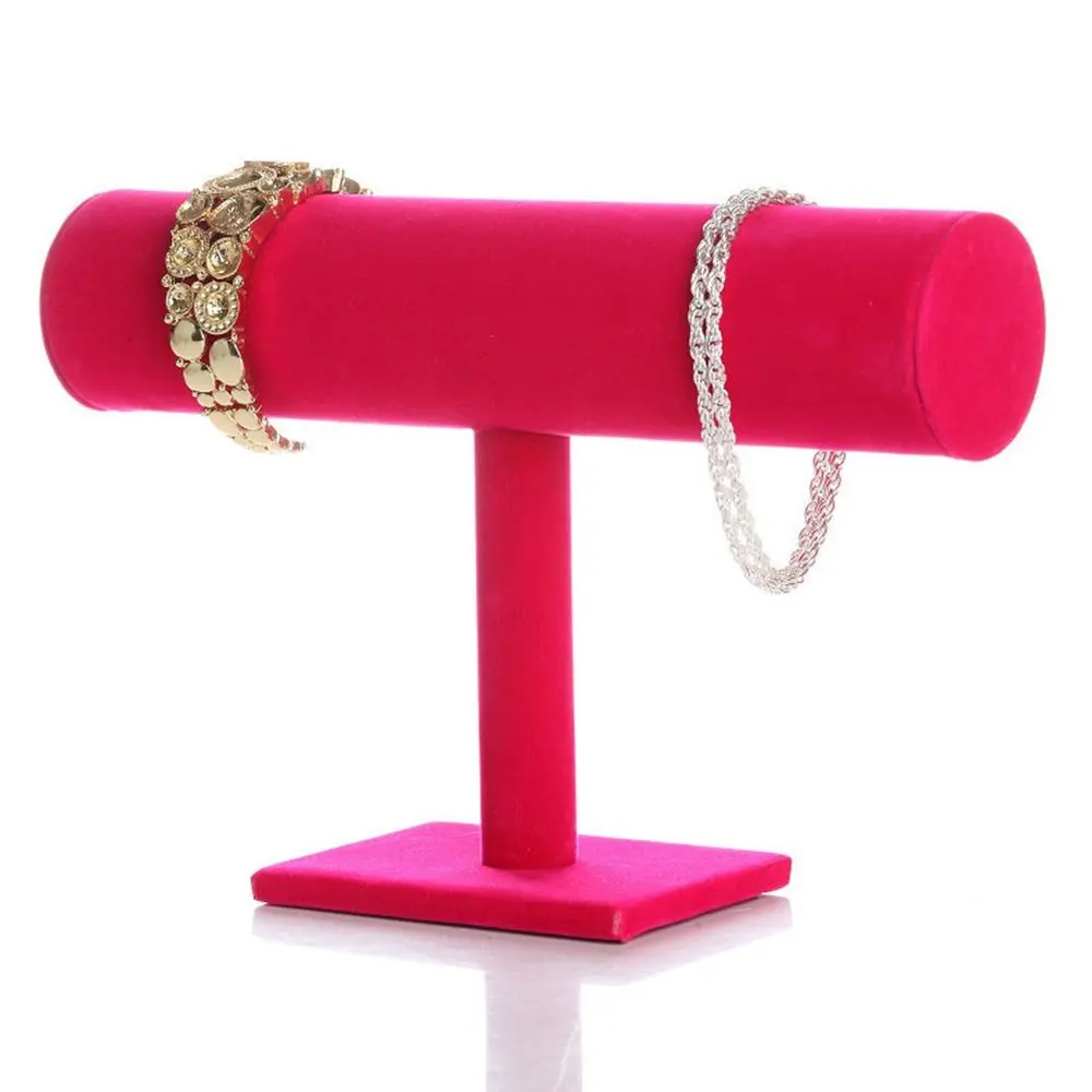 6 Colors Hard Jewelry Display Stand Holder Velvet Bracelet Chain Watch Upright Display Rack Jewelry Organizer