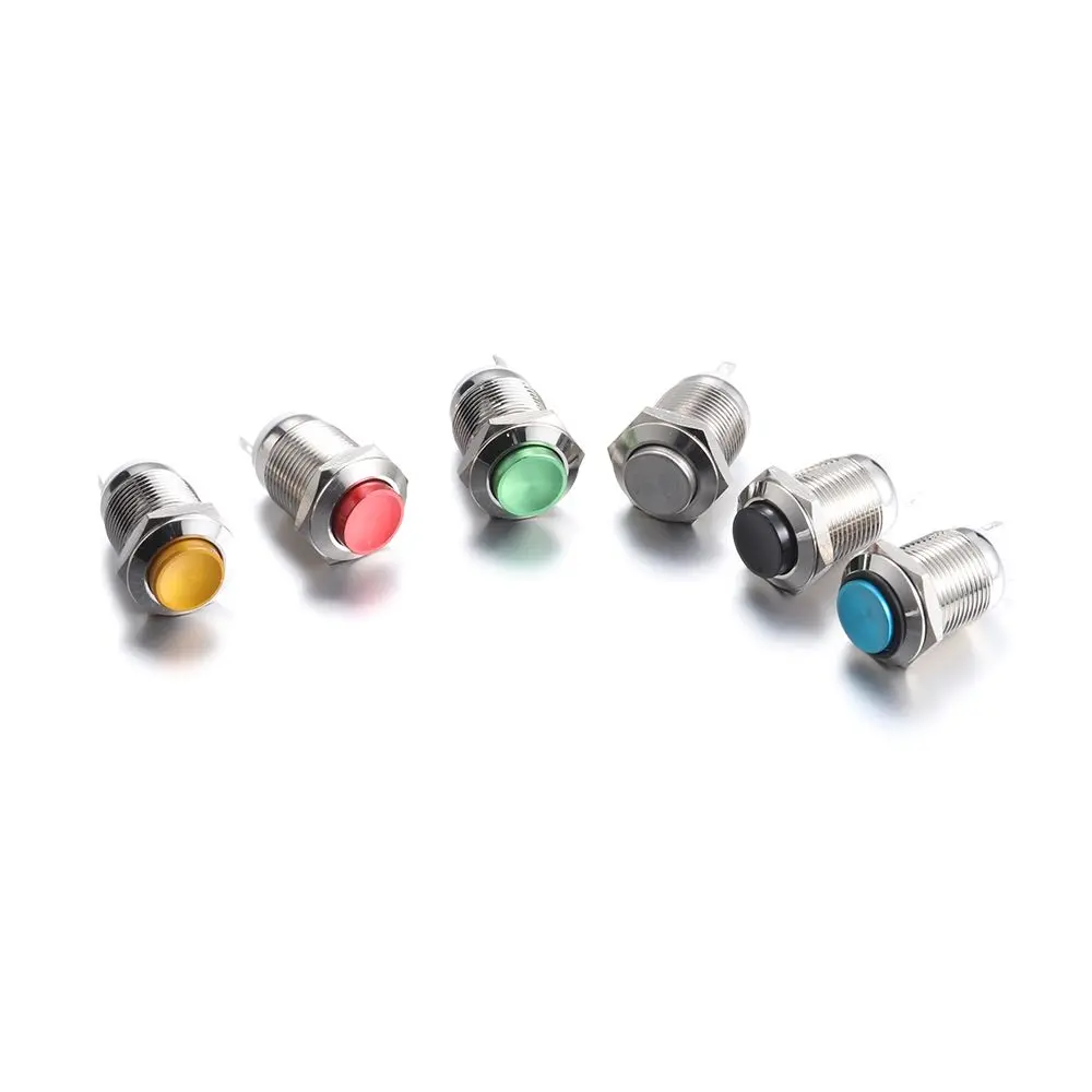 250V 12mm Waterproof Car Engine PC Power Switch Momentary Button Multicolor High Round Red Blue start Metal Push Button