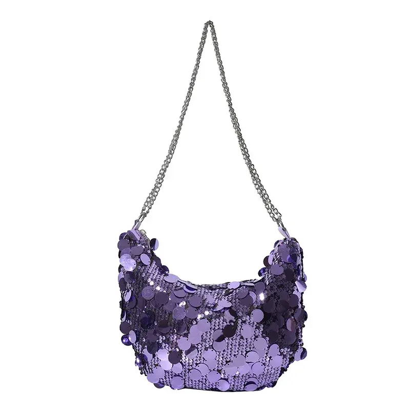 Half Moon Design Women's Shoulder Bags Fashion Sequin Hobos Ladies Evening Bag Handbags Chain Crossbody Female Clutch Purse