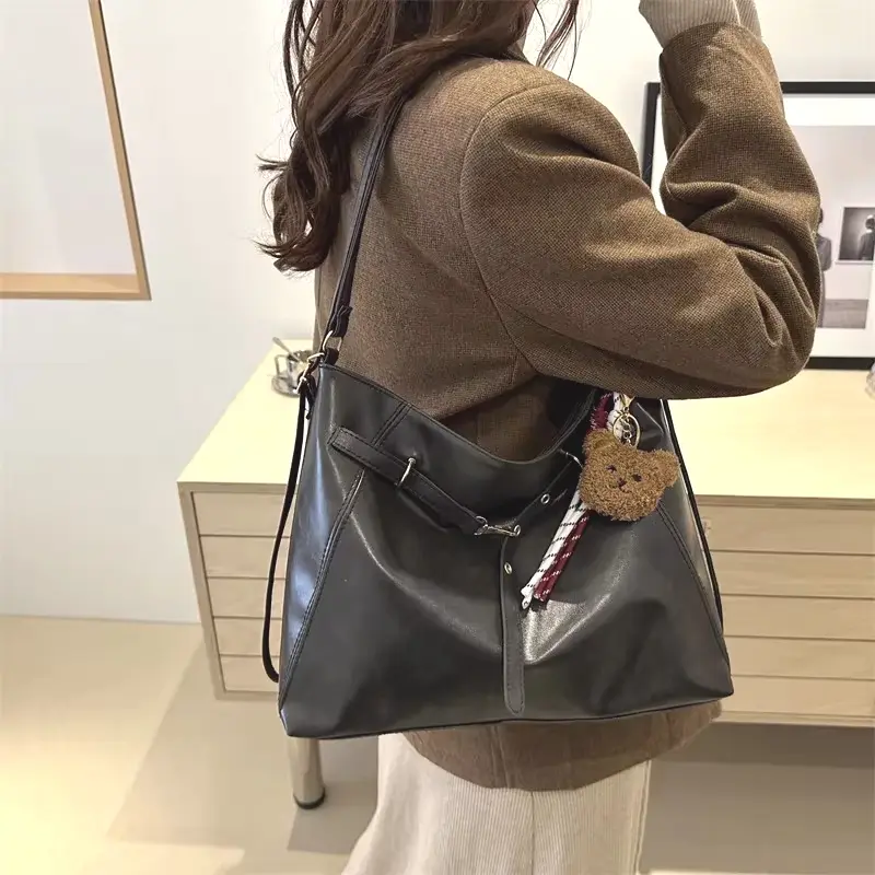 Vintage Large Capacity Women's Shoulder Bag Fashion Backpacks Pu Leather Ladies Crossbody Bag Female Commuter Tote Handbags