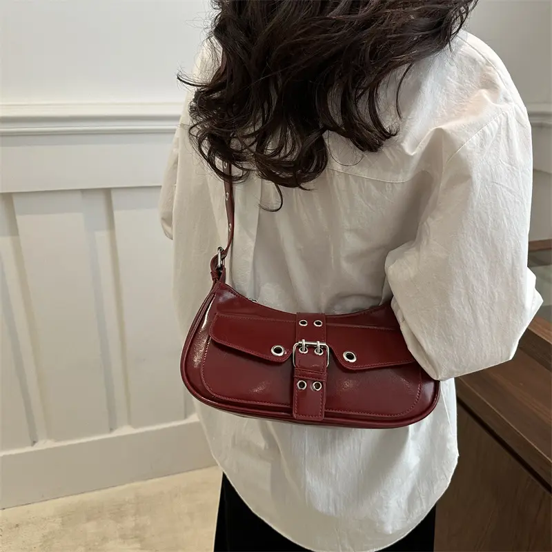 Y2k Retro Punk Style Women Shoulder Bags Casual Versatile Ladies Messenger Bag Portable Cool Hot Girls Pu Leather Handbags Purse