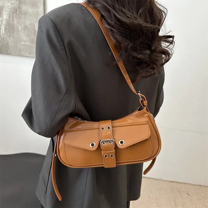 Y2k Retro Punk Style Women Shoulder Bags Casual Versatile Ladies Messenger Bag Portable Cool Hot Girls Pu Leather Handbags Purse