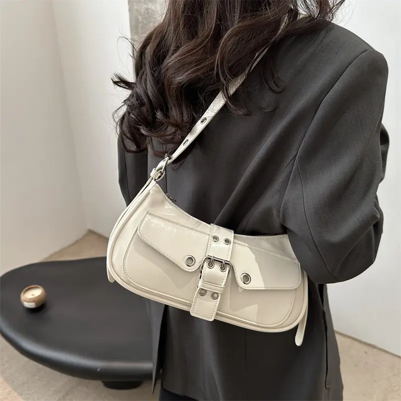 Y2k Retro Punk Style Women Shoulder Bags Casual Versatile Ladies Messenger Bag Portable Cool Hot Girls Pu Leather Handbags Purse