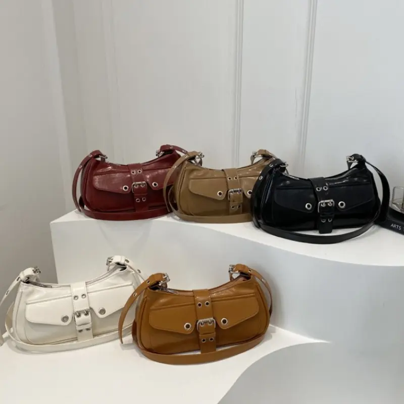 Y2k Retro Punk Style Women Shoulder Bags Casual Versatile Ladies Messenger Bag Portable Cool Hot Girls Pu Leather Handbags Purse