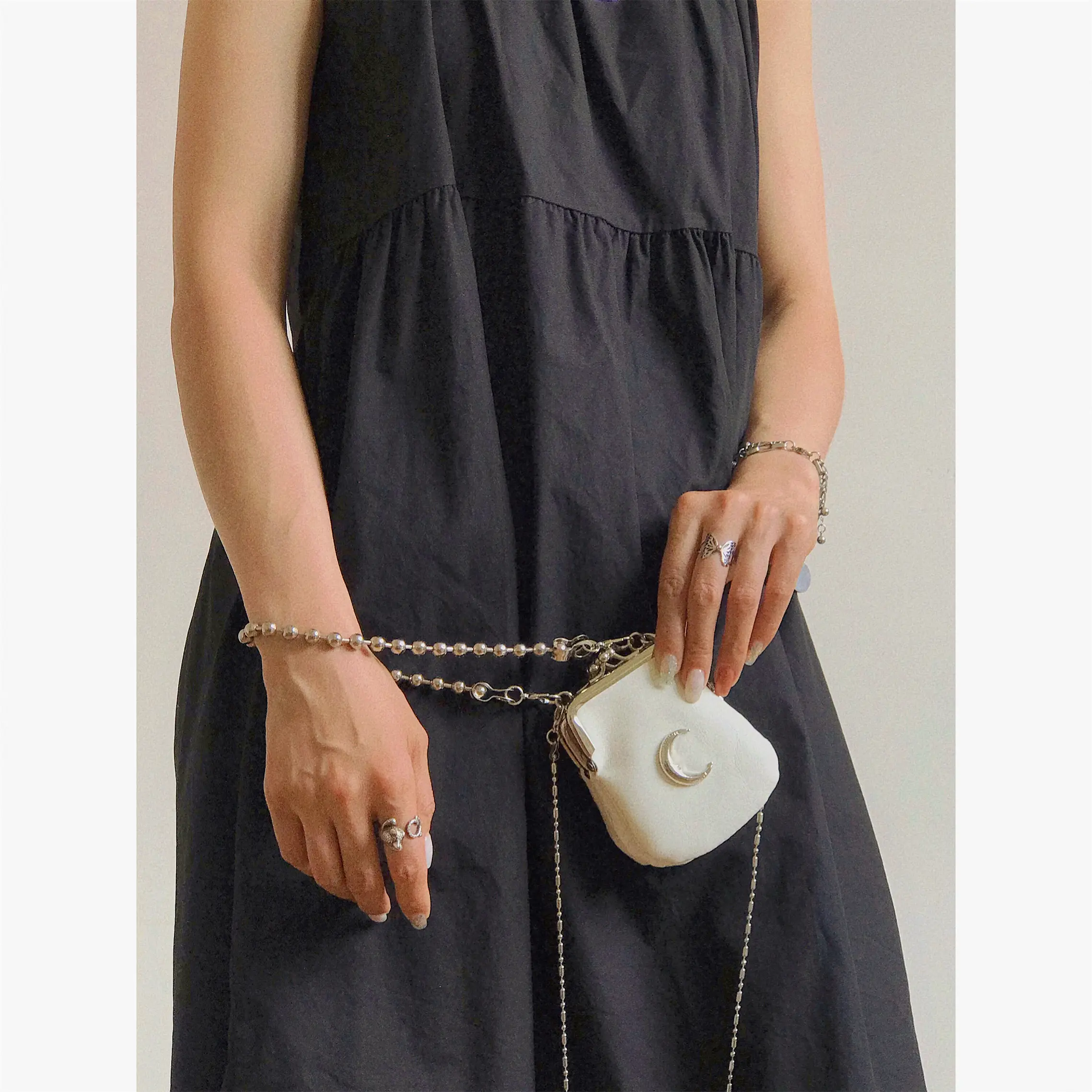 Crescent Design Women's Mini Shoulder Bag Fashion Ladies Chain Crossbody Bags Three In One Female Purse Handbags Clutch Wallet