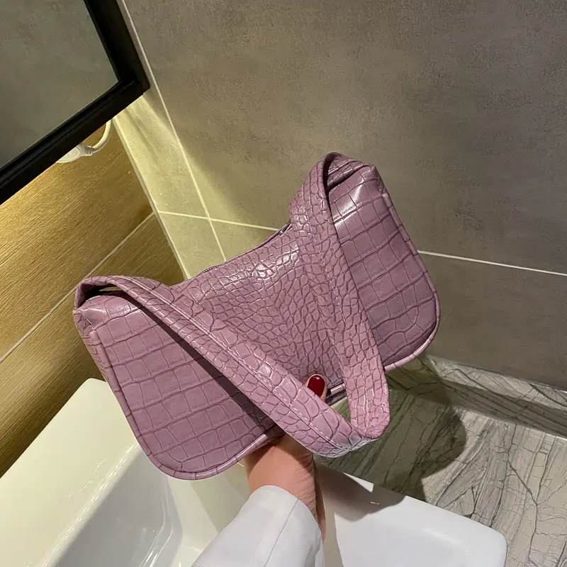 Soft PU Leather Crocodile Pattern Women Underarm Bag Vintage Design Casual Ladies Small Shoulder Bag Female Tote Purse Handbags
