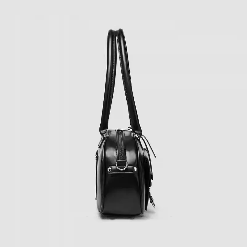 Punk Motorcycle Style Cool Hot Girls Shoulder Bags Fashion Bowling Women's Tote Underarm Bag Pu Leather Female Luxury Handbags
