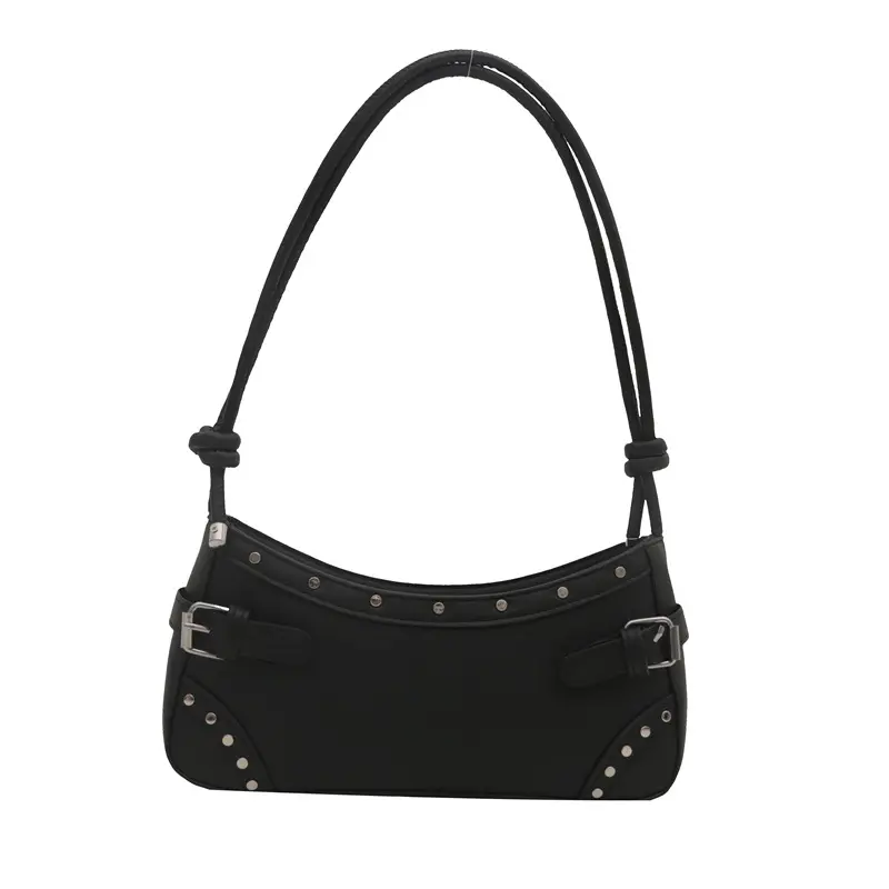 Fashion Rivet Women's Shoulder Bags Vintage Ladies Underarm Bag Soft Pu Leather Female Portable Handbags Small Clutch Purse