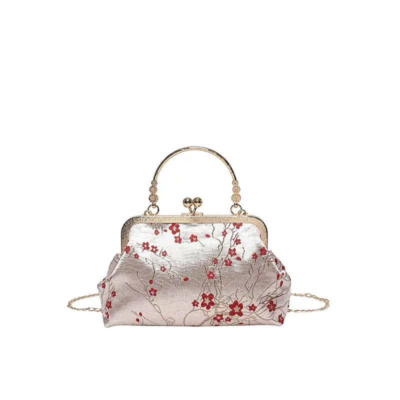 Retro Design Portable Women's Shoulder Bags Clutch Casual Female Chain Crossbody Shell Bag Elegant Flower Ladies Purse Handbags