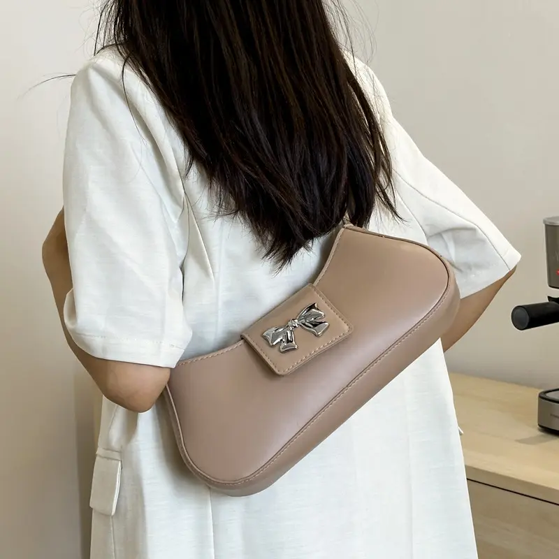 Retro Design Women's Small Underarm Bag Sweet Girls Bow Crossbody Bags Soft PU Leather Female Shoulder Bag Clutch Purse Handbags