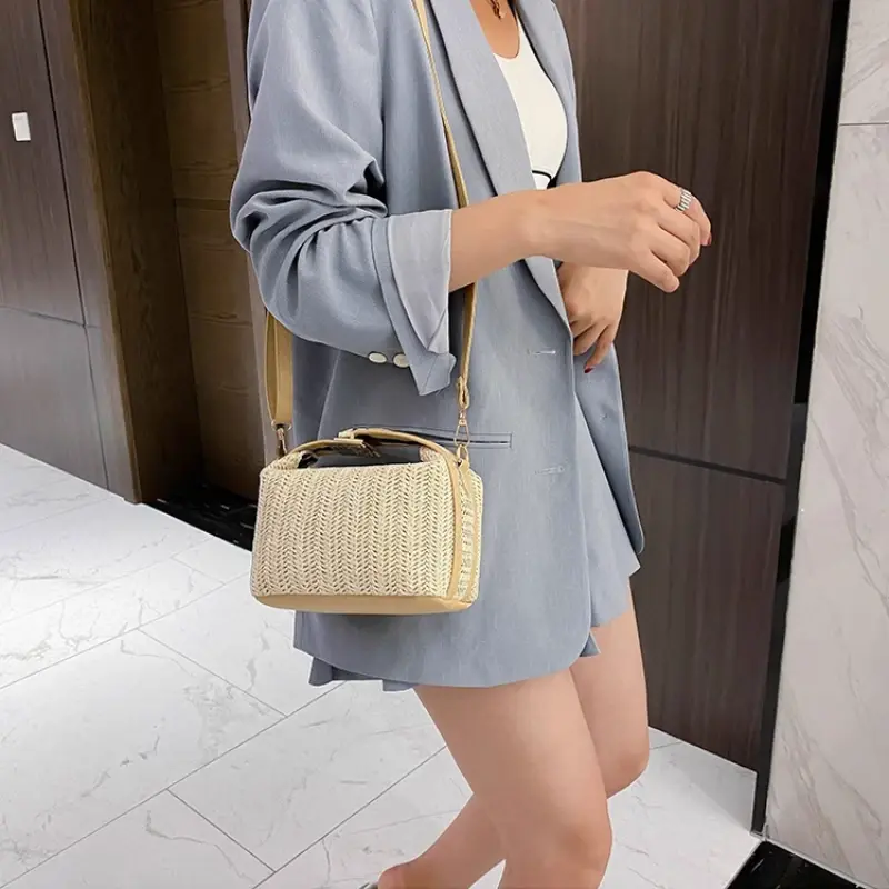 Simple Casual Ladies Straw Shoulder Bag Summer Female Travel Clutch Purse Handbags Fashion Woven Women's Small Crossbody Bags