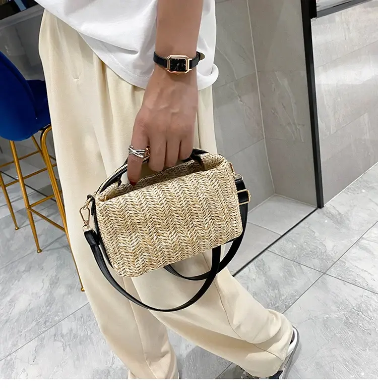 Simple Casual Ladies Straw Shoulder Bag Summer Female Travel Clutch Purse Handbags Fashion Woven Women's Small Crossbody Bags