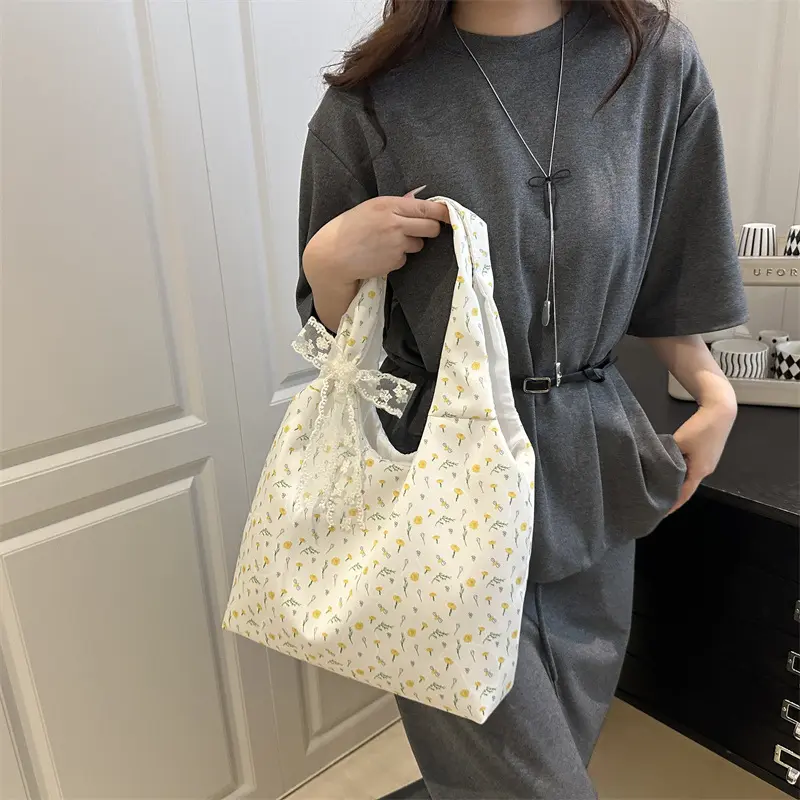 Sweet Versatile Lace Floral Women's Shoulder Bags Large Capacity Commuter Ladies Underarm Vest Bag Casual Female Handbags Tote